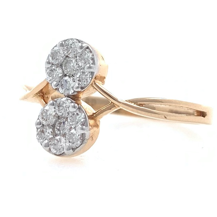 18kt / 750 rose gold dual solitaire look diamond ladies ring 9lr58 - Image 3