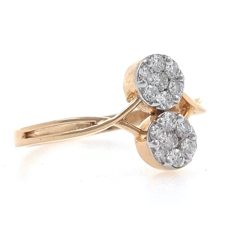 18kt / 750 rose gold dual solitaire look diamond ladies ring 9lr58 - Image 2