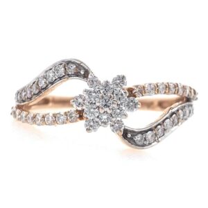 18kt / 750 rose gold floral diamond ladies ring 9lr53