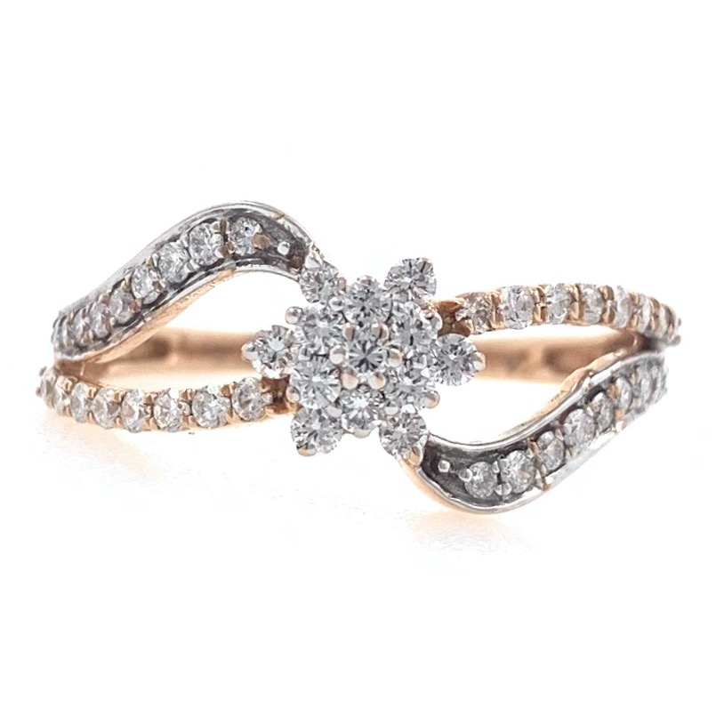 18kt / 750 rose gold floral diamond ladies ring 9lr53