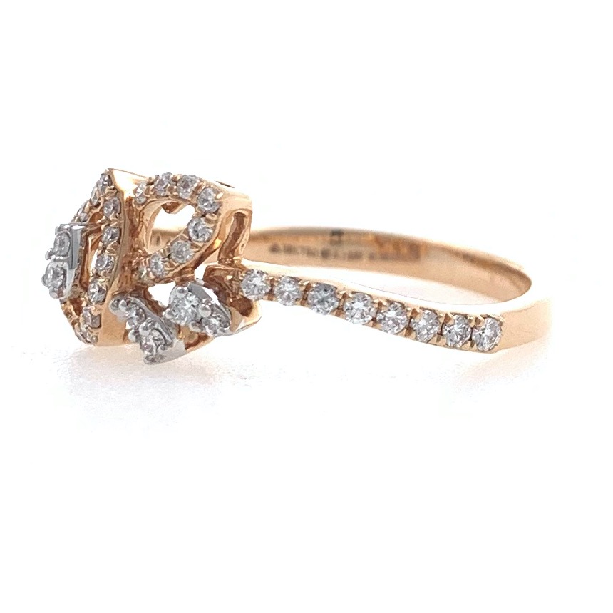 18kt / 750 rose gold tear drop diamond ladies ring 9lr38 - Image 3
