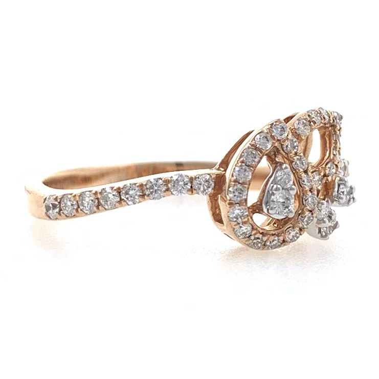 18kt / 750 rose gold tear drop diamond ladies ring 9lr38 - Image 2