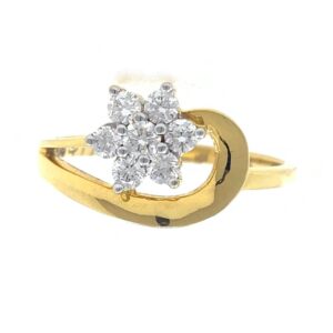 18kt / 750 yellow gold flower diamond ladies ring 9lr29