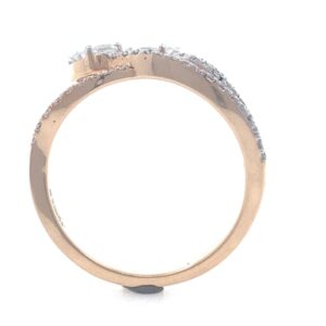 18kt / 750 rose gold two solitaire effect diamond ladies ring 9lr18