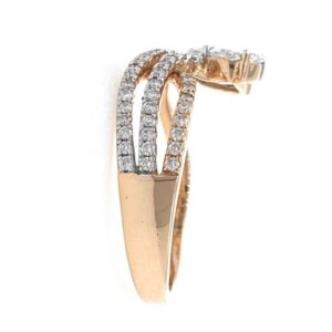 18kt / 750 rose gold two solitaire effect diamond ladies ring 9lr18
