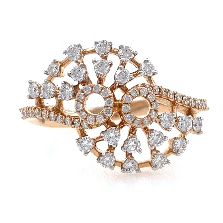 18kt / 750 rose gold fancy work wear diamond ladies ring 9lr14