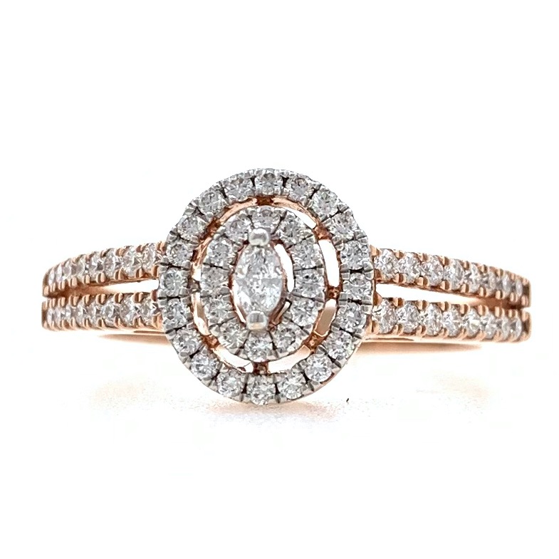 18kt / 750 rose gold contemporary diamond ladies ring 9lr10