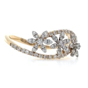 18kt / 750 rose gold three flower diamond ladies ring 9lr3