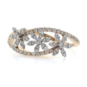 18kt / 750 rose gold three flower diamond ladies ring 9lr3