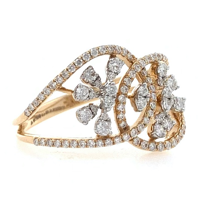18kt / 750 rose gold floral designed micro set diamond ladies ring 9lr1 - Image 2