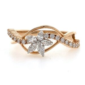 18kt / 750 rose gold flower diamond ring for ladies 8lr313