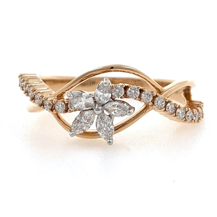 18kt / 750 rose gold flower diamond ring for ladies 8lr313