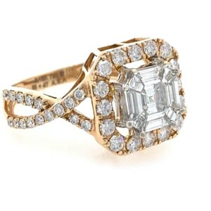 18kt / 750 rose gold solitaire look wedding diamond ring 8lr294