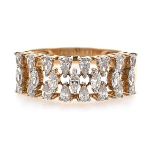 18kt / 750 rose gold fancy band diamond ladies ring 8lr293