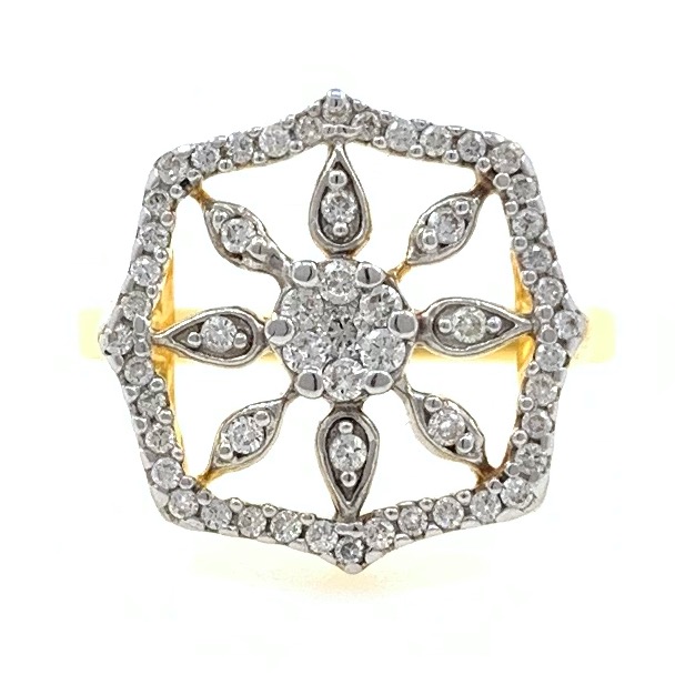 18kt / 750 yellow gold sun inspired diamond ring 8lr292