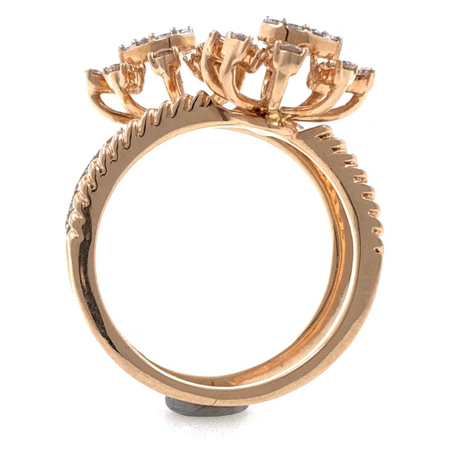 18kt / 750 rose gold two flower diamond ring 8lr251 - Image 5