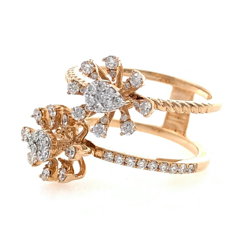 18kt / 750 rose gold two flower diamond ring 8lr251 - Image 3