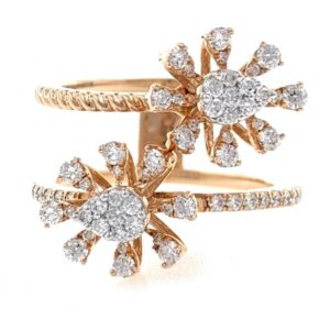 18kt / 750 rose gold two flower diamond ring 8lr251