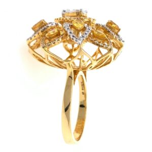 18kt / 750 yellow gold cocktail diamond ring for ladies 8lr228