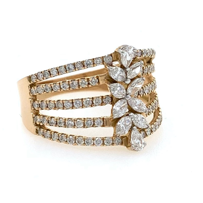 18kt / 750 rose gold floral diamond ladies ring 8lr189 - Image 3