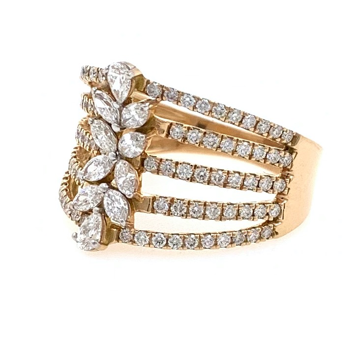 18kt / 750 rose gold floral diamond ladies ring 8lr189 - Image 2