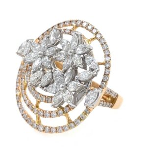 18kt / 750 floral design cocktail diamond ladies ring 8lr188