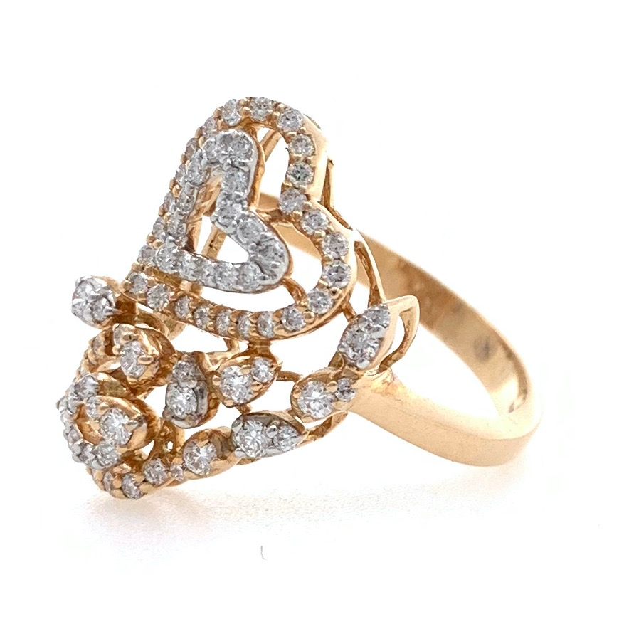 18kt / 750 rose gold heart & floral design diamond ring 8lr178 - Image 3