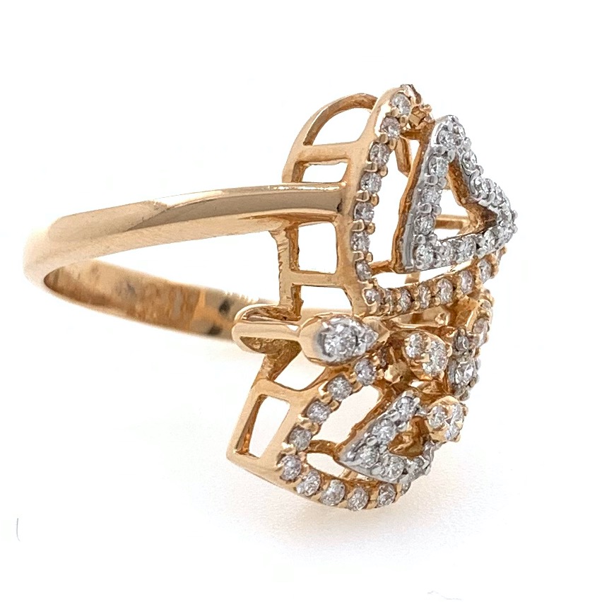 18kt / 750 rose gold heart & floral design diamond ring 8lr178 - Image 2