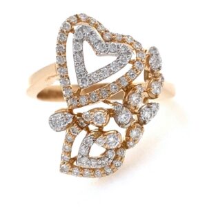 18kt / 750 rose gold heart & floral design diamond ring 8lr178