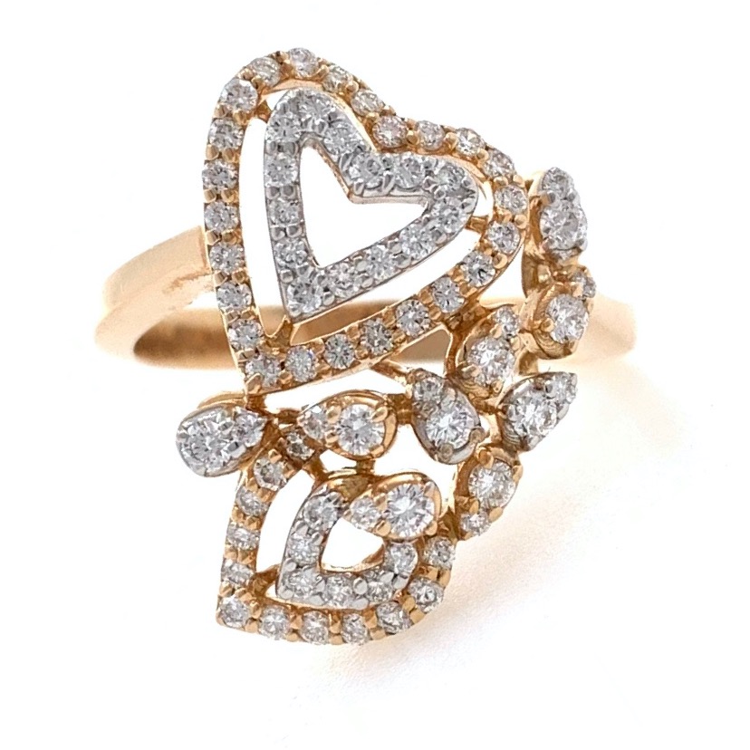 18kt / 750 rose gold heart & floral design diamond ring 8lr178