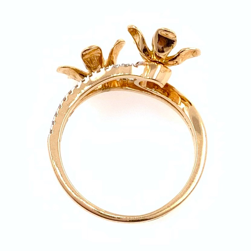 18kt / 750 rose gold two flower daily wear diamond ring 8lr170 - Image 5