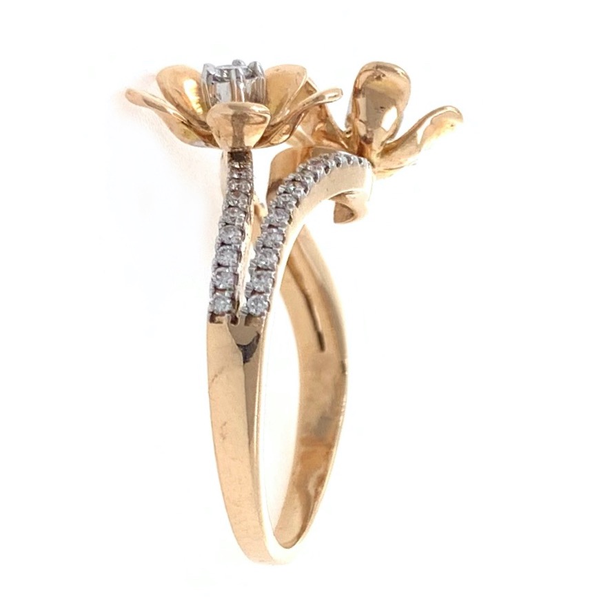 18kt / 750 rose gold two flower daily wear diamond ring 8lr170 - Image 4