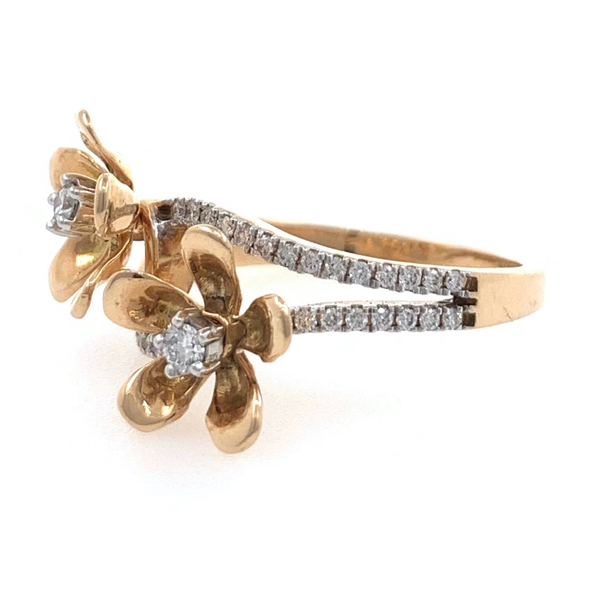 18kt / 750 rose gold two flower daily wear diamond ring 8lr170 - Image 3