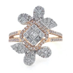 18kt / 750 rose gold evening wear designer diamond ring 8lr163