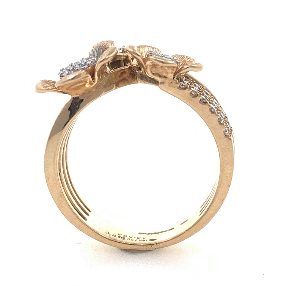 18kt / 750 rose gold flower design occasional diamond ladies ring 8lr98 - Image 5
