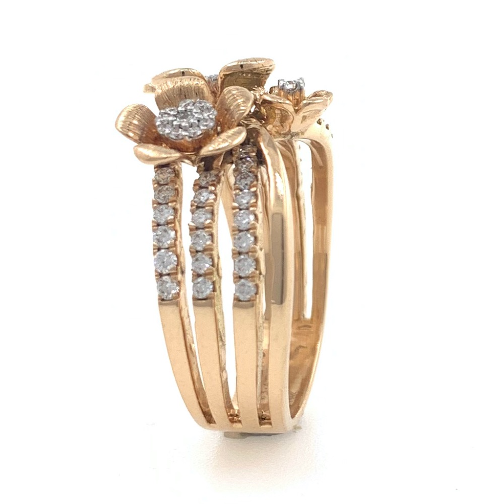 18kt / 750 rose gold flower design occasional diamond ladies ring 8lr98 - Image 4