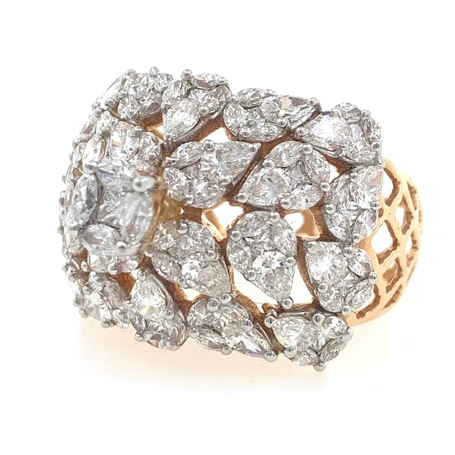 18kt / 750 fancy cocktail solitaire look diamond ring for ladies 8lr60 - Image 3