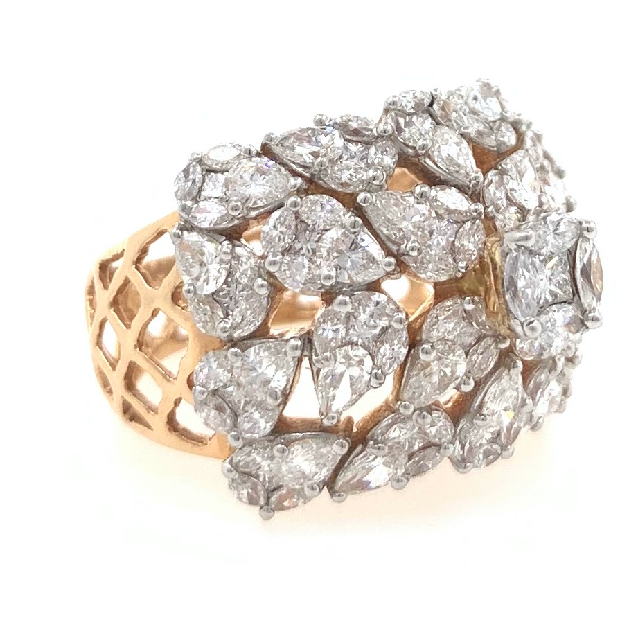 18kt / 750 fancy cocktail solitaire look diamond ring for ladies 8lr60 - Image 2