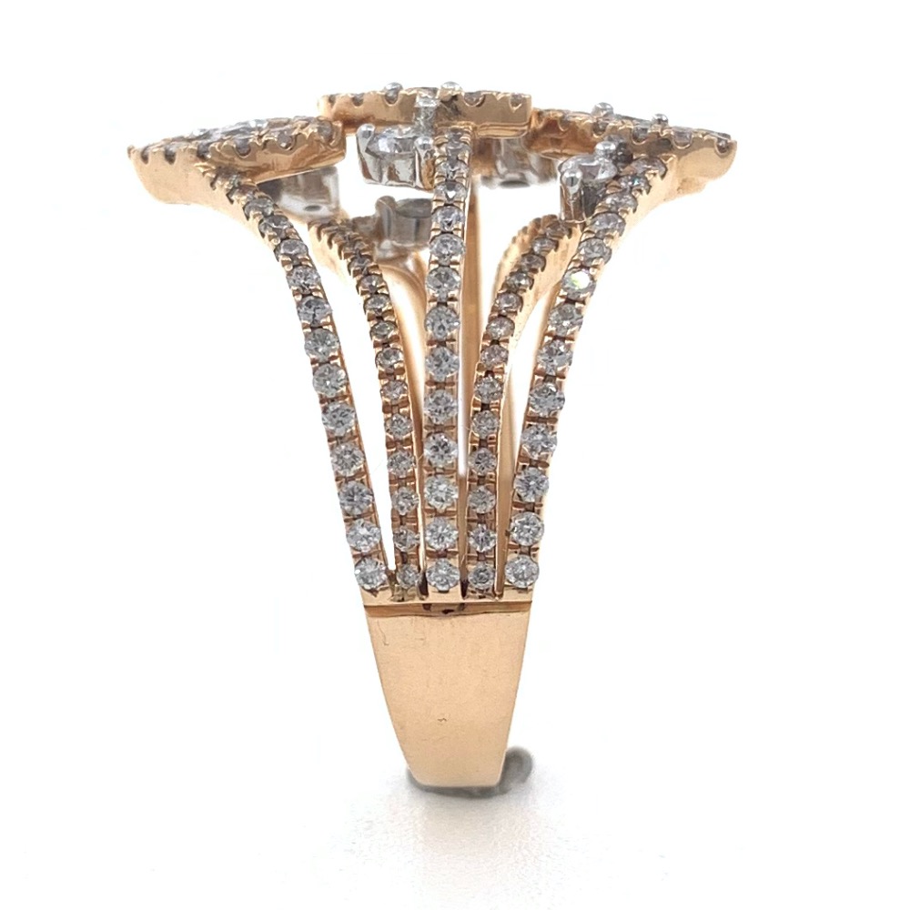 18kt / 750 rose gold evening wear micro set designer diamond ring 8lr50 - Image 4