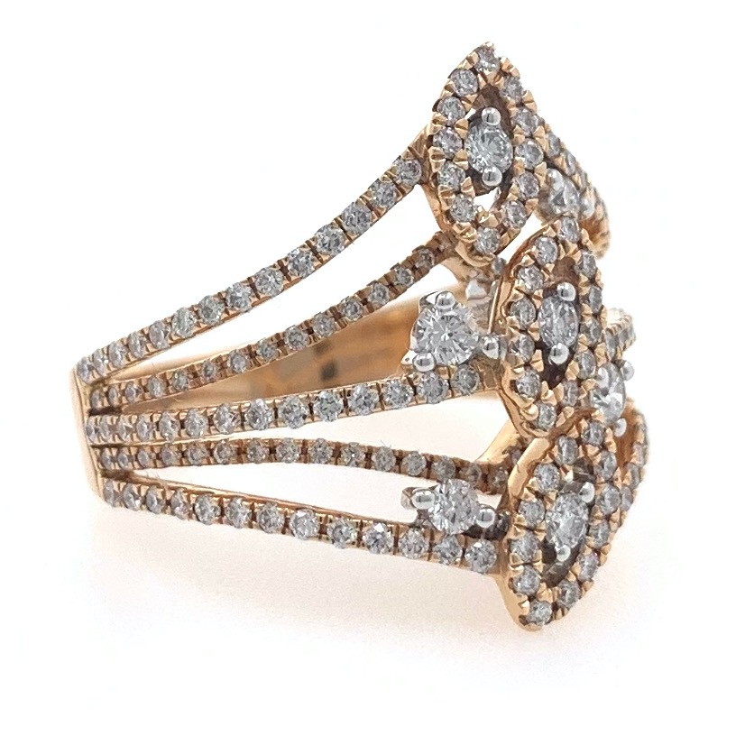 18kt / 750 rose gold evening wear micro set designer diamond ring 8lr50 - Image 2