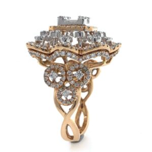 18kt / 750 rose gold designer cocktail party wear diamond ring for ladies 8lr45