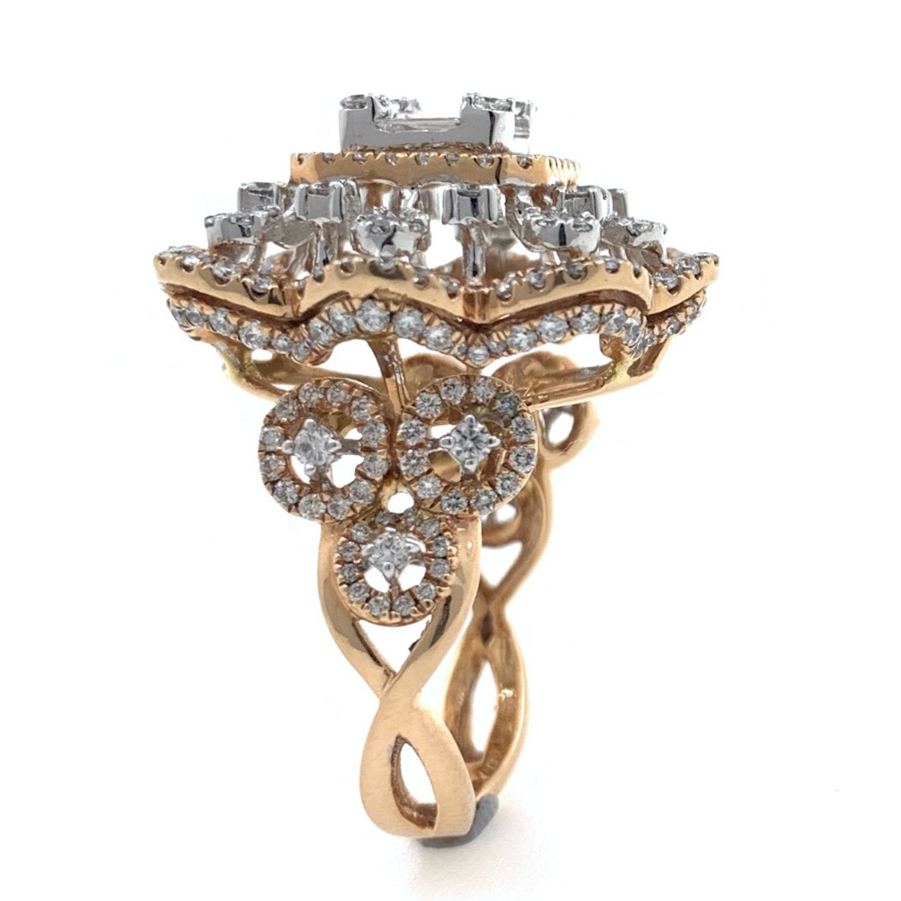 18kt / 750 rose gold designer cocktail party wear diamond ring for ladies 8lr45 - Image 4