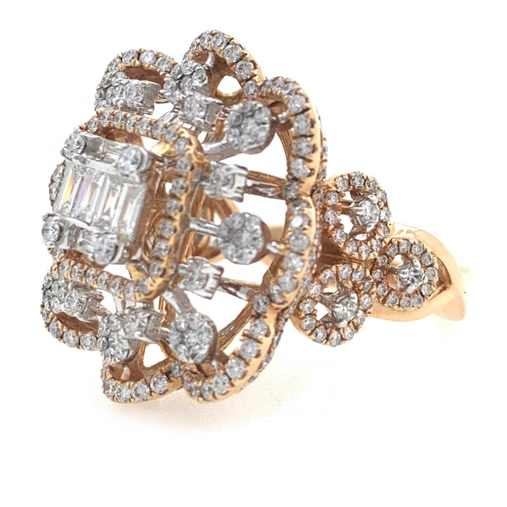 18kt / 750 rose gold designer cocktail party wear diamond ring for ladies 8lr45 - Image 3
