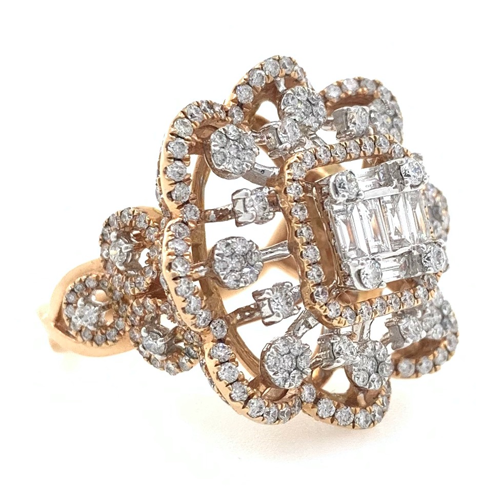 18kt / 750 rose gold designer cocktail party wear diamond ring for ladies 8lr45 - Image 2