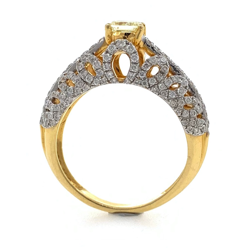 18kt / 750 yellow gold designer solitaire engagement diamond ring with yellow diamond 8lr21 - Image 5