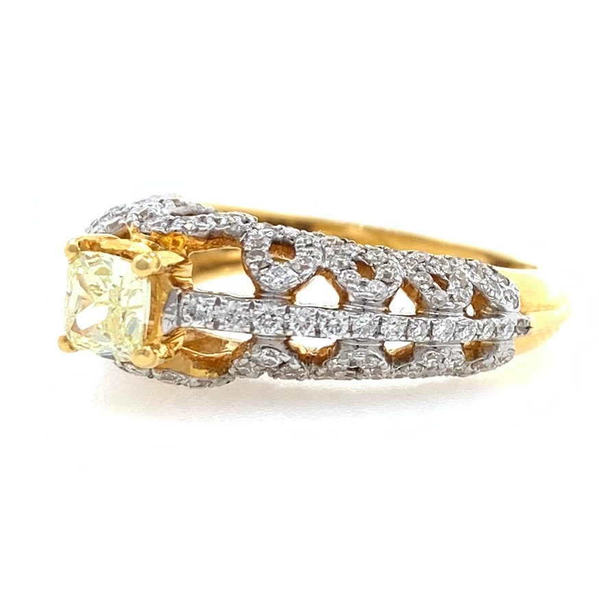 18kt / 750 yellow gold designer solitaire engagement diamond ring with yellow diamond 8lr21 - Image 3
