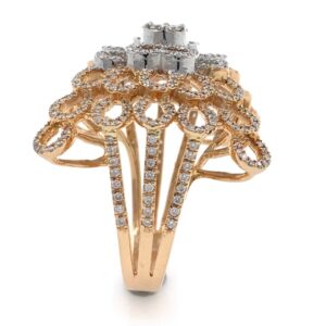 18kt / 750 rose gold butterfly inspired micro setting cocktail diamond ring 7lr201