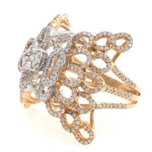 18kt / 750 rose gold butterfly inspired micro setting cocktail diamond ring 7lr201