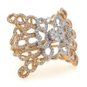 18kt / 750 rose gold butterfly inspired micro setting cocktail diamond ring 7lr201