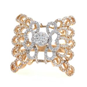 18kt / 750 rose gold butterfly inspired micro setting cocktail diamond ring 7lr201
